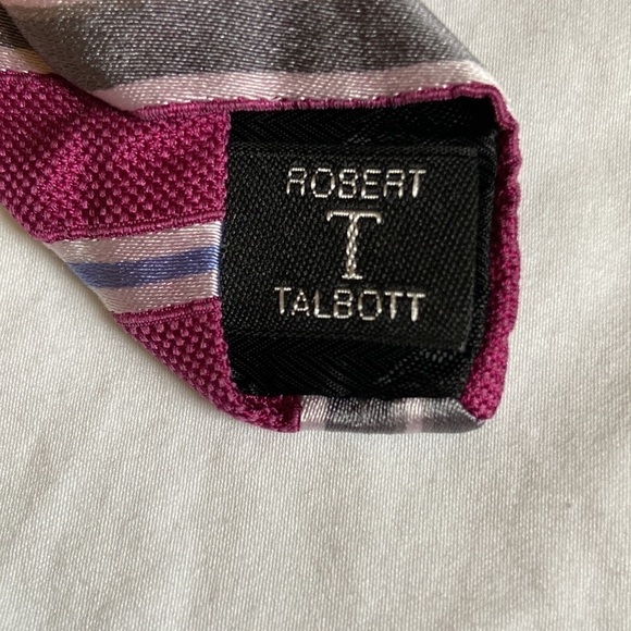 Robert Talbott Magenta Striped Silk Tie Made in USA - Picture 4 of 7